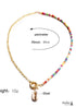 Boho Necklace, Blue Colorful Hippie Gold Shell